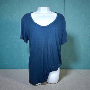 VIMMIA Asymmetrical Hem Ribbed Knit Tee | Blue | Size M